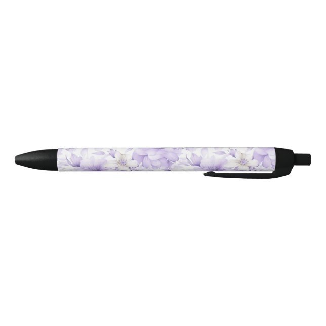 Stylo Noir Aquarelle délicate Fleurs violettes (Bas)