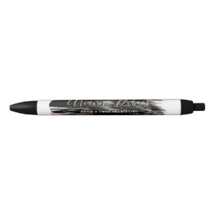 Stylo Noir Aquarelle éclaboussée de doré et de rose pâle Call