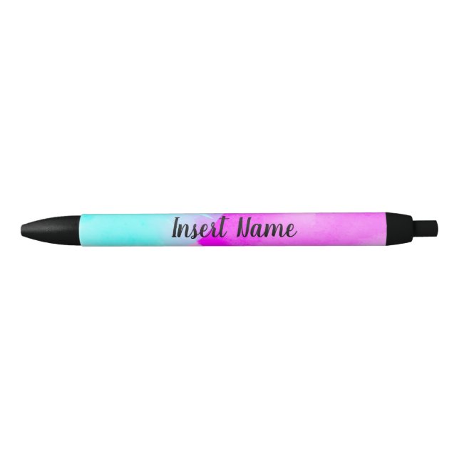 Stylo Noir Aquarelle élégante personnalisée (Devant)