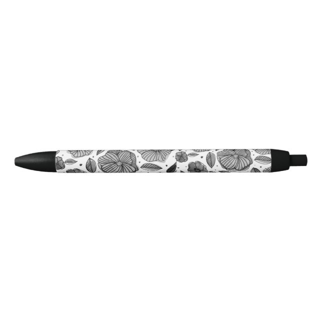 Stylo Noir Aquarelle et fleurs d'encre - noir et blanc (Devant)