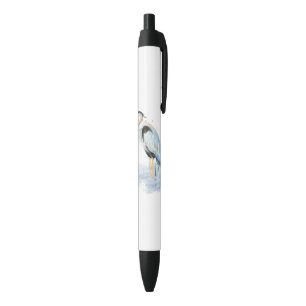 Stylo Noir Aquarelle Great Blue Heron Bird Nature Faune