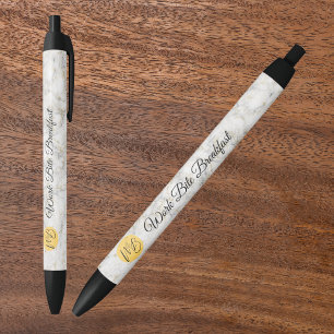 Stylo Noir Aquarelle jaune Logo et nom commercial Promotionne