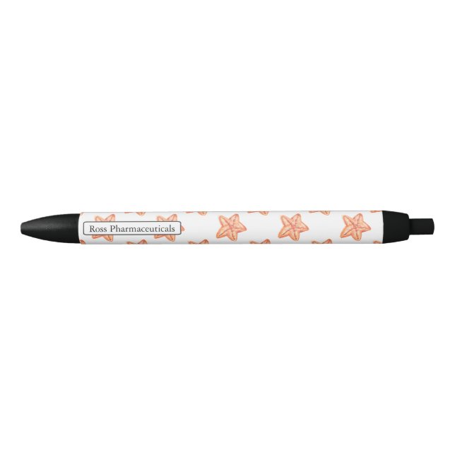 Stylo Noir aquarelle orange étoile de mer (Devant)