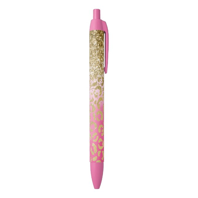 Stylo Noir Aquarelle rose blanche ou doré Parties scintillant (Bas (Vertical))