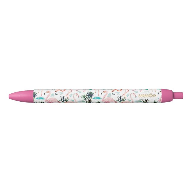 Stylo Noir Aquarelle rose de Flamant rose (Devant)