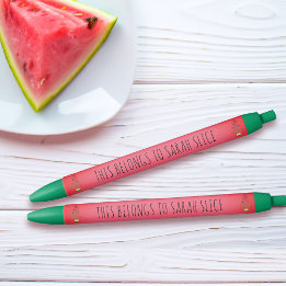 Stylo Noir Arbre de pastèque rose Nom personnalisé Noël