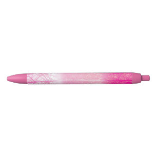 Stylo Noir Arbres brumeux givrés en pêche et rose