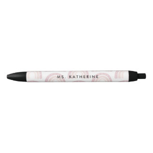 Stylo Noir Arc-en-ciel moderne Boho Pastel Cadeau rose