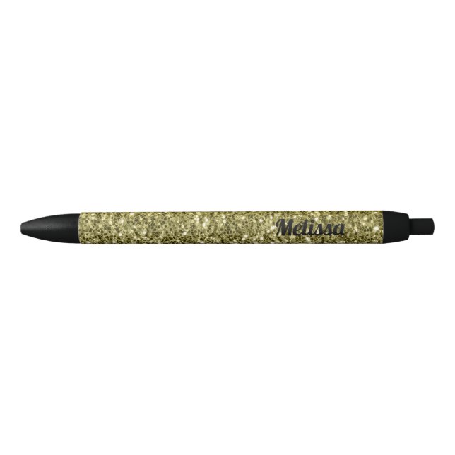 Stylo Noir Argent or brillant foncé parties scintillant ombre (Devant)