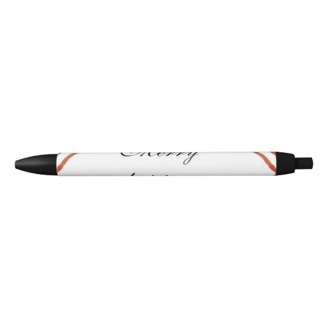 Stylo Noir Armature rouge aquarelle joyeux Noël a fait votre  (Devant)