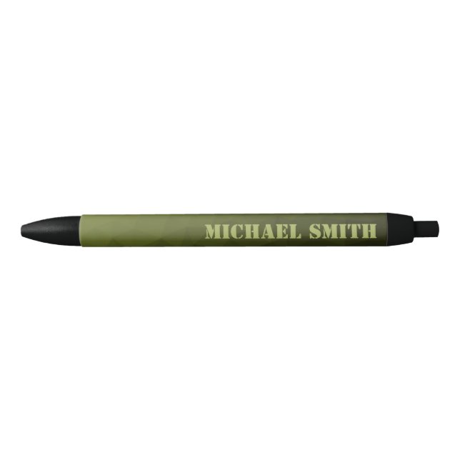 Stylo Noir Armée verte olive géométrique motif de maillage Vo (Devant)