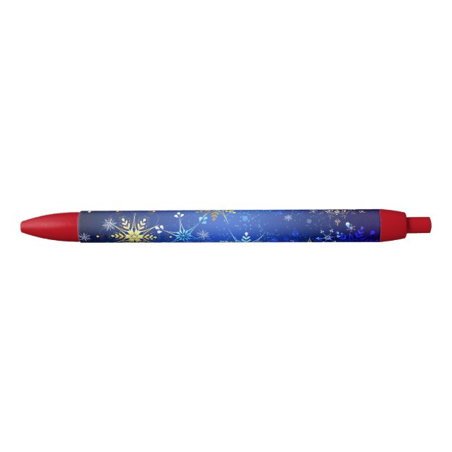 Stylo Noir Arrière - plan Bleu XMAS avec des flocons de neige (Devant)