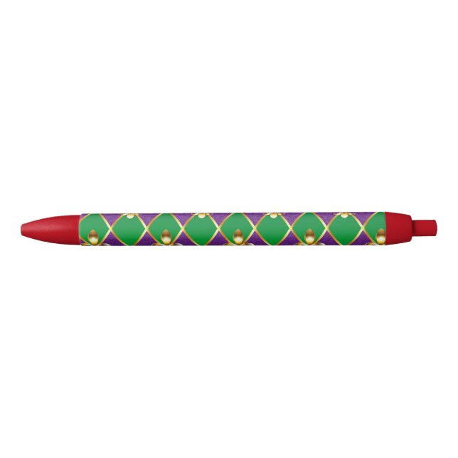 Stylo Noir Arrière - plan de bijoux Mardi Gras (Devant)