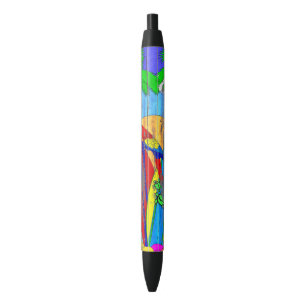 Stylo Noir Art côtier de surf de faux grain en bois