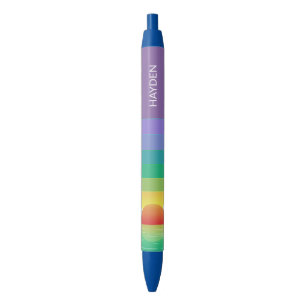 Stylo Noir Art personnalisé de palmiers au coucher du soleil 