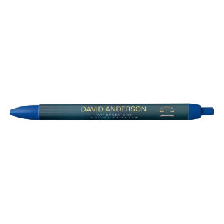Stylo Noir Avocat Vert Professionnel Moderne en Or