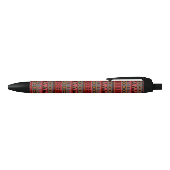 Stylo Noir Aztec rouge chaud Orange rétro Tribal Ethnique Aut (Haut)