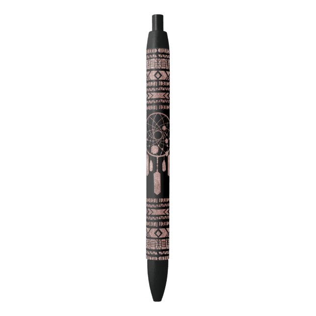 Stylo Noir Aztèque tribal d'or rose de Dreamcatcher sur le (devant Vertical)