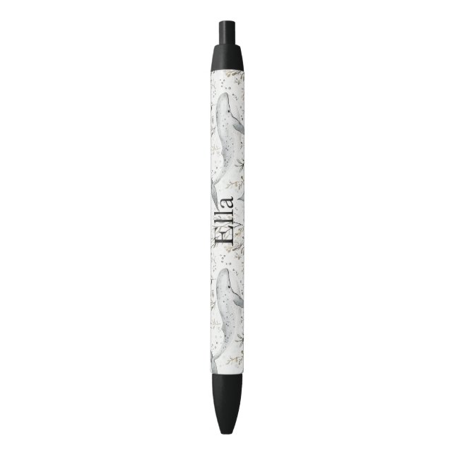 Stylo Noir Baleines gris océanique (devant Vertical)
