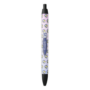 Stylo Noir ballons de volley personnalisés au nom de fille bl