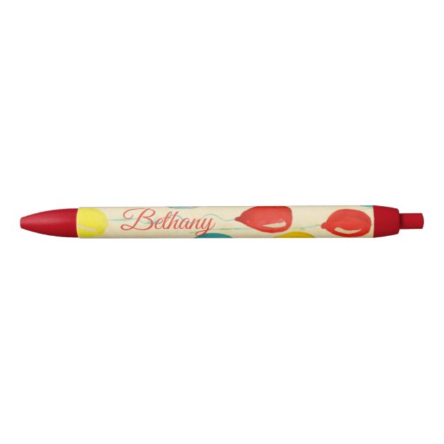 Stylo Noir Balloons de fête aquarelle personnalisés (Devant)