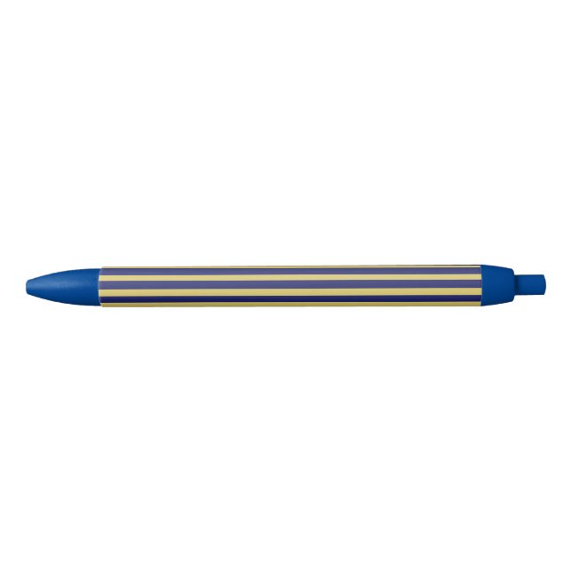 Stylo Noir Bandes d'or et de marine à motifs (Devant)