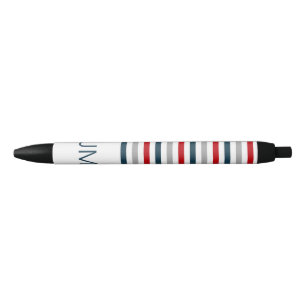 Stylo Noir Bandes marines horizontales colorées