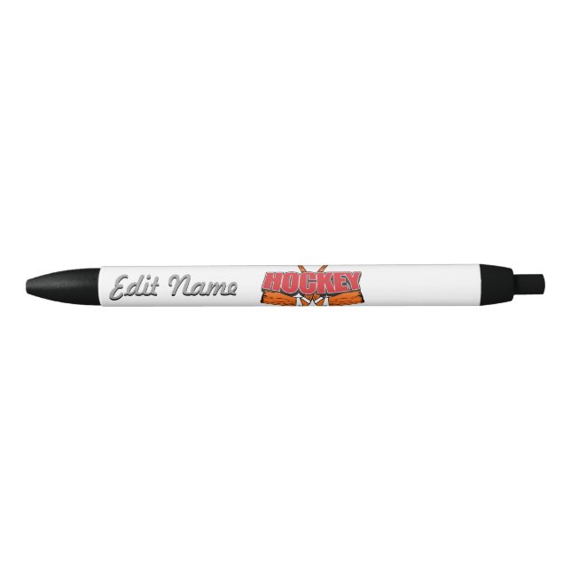 Stylo Noir Bâtons de hockey (Devant)