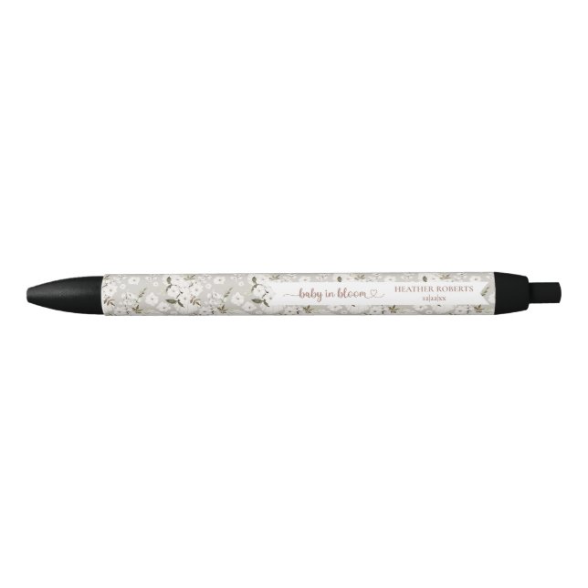 Stylo Noir Bébé en Fleur Boho Baby shower Floral Favoriser st (Devant)