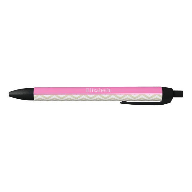 Stylo Noir Beige Lg Chevron Hot Pink Nom Monogramme (Bas)
