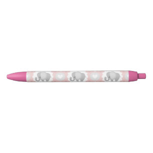 Stylo Noir Bel éléphant de bébé dans le rose