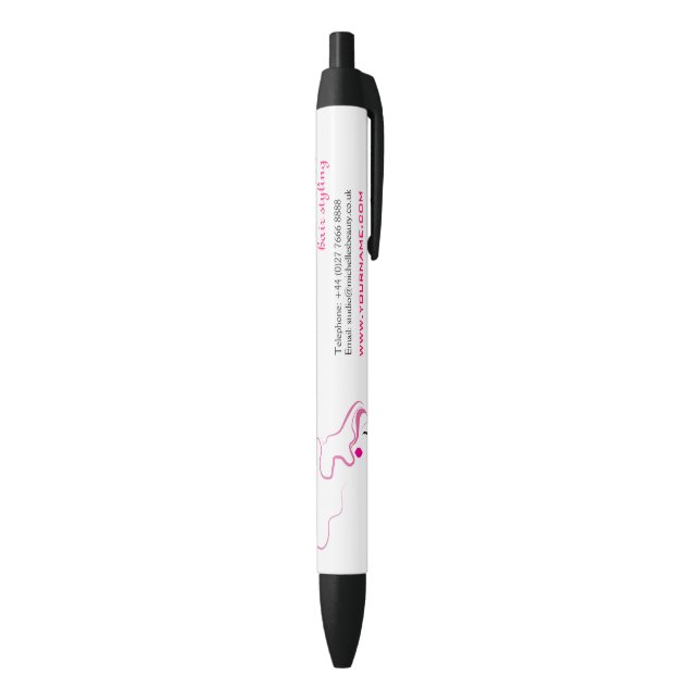 Stylo Noir Belle icône fille cheveux rose coiffure marque (Bas (Vertical))