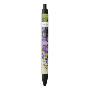 Stylo Noir Belles Fleurs De Wisteria En Aquarelle