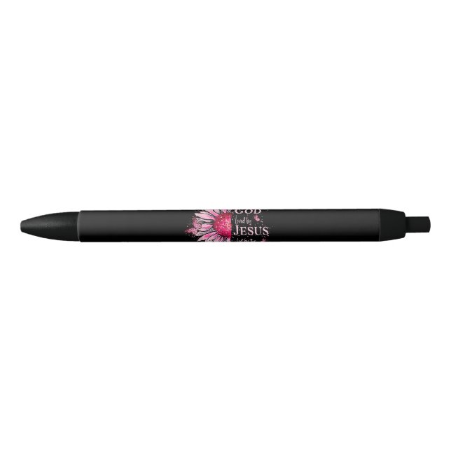 Stylo Noir Béni Par Dieu - Aimé Par Jésus Tournesol Rose (Devant)