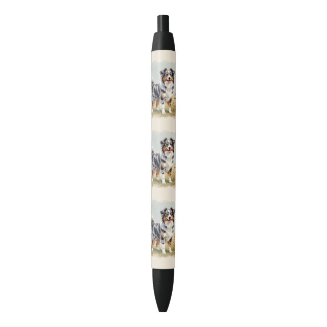 Stylo Noir Berger Australien Merle Queue Longue (devant Vertical)