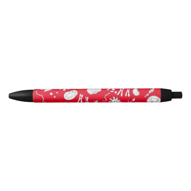 Stylo Noir Biologie schéma conception blanc et rouge (Devant)