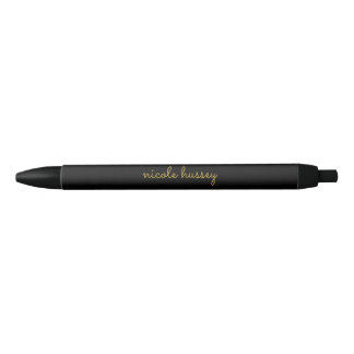 Stylo Noir Black and Gold Script | Stylish Monogram Modern