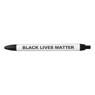 Stylo Noir Black Lives Matt texte blanc et noir minimaliste