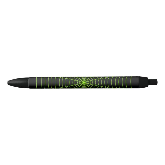 Stylo Noir Black neon vert toile d'araignée Halloween motif (Devant)
