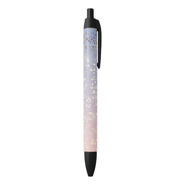Stylo Noir Bleu de sérénité de quartz rose d'étincelle (Bas (Vertical))