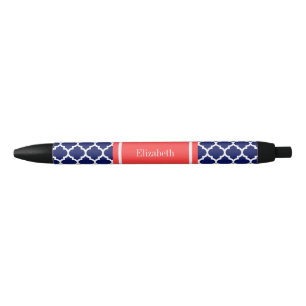 Stylo Noir Bleu Marine Blanc Marocain #5 Rouge Corail Nom Mon