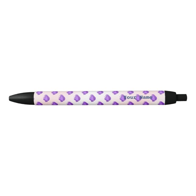 Stylo Noir Bleuets et crème Motif de fruits (Devant)
