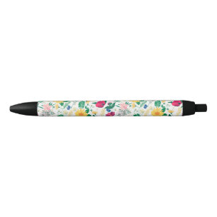Stylo Noir Boho Fleur sauvage Meadow Floral Design