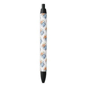 Stylo Noir Boho Rust Orange Aquarelle Fleurs Arrosage Can