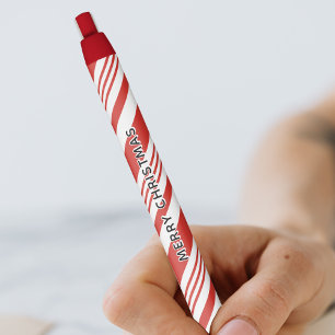 Stylo Noir Bonbon Cannelle Rayure Menthe Poivrée Noël Rouge e