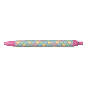 Stylo Noir bonbons colorés motif de coeur pour la Saint-Valen