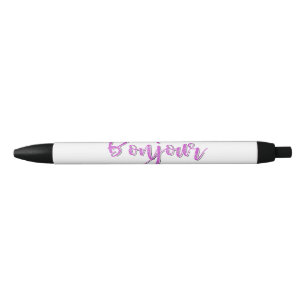 Stylo Noir Bonjour pointillé par rose