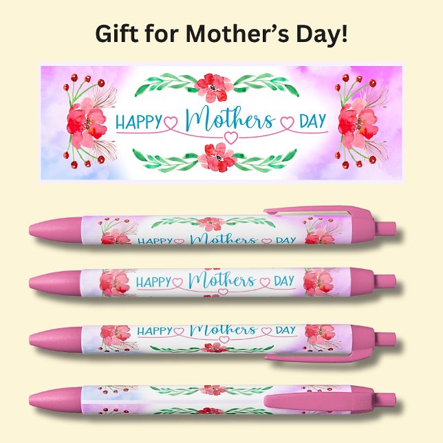 Stylo Noir Bonne fête des mères rose (Créateur téléchargé)