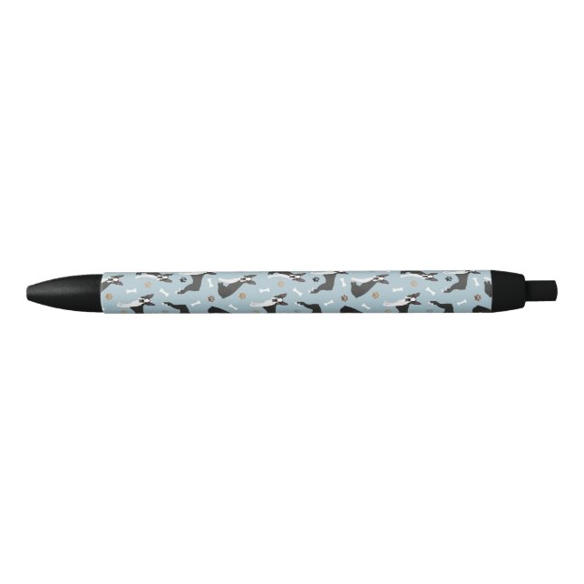 Stylo Noir Boston Terrier Bones and Paws (Devant)