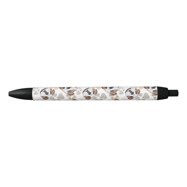 Stylo Noir Bouledogue de l'anglais de motif de pattes de (Devant)